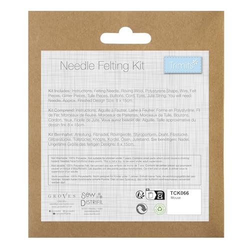 Trimits Needle Felting Craft Kit - Nordic Mouse Christmas Craft Kit for Beginners 8