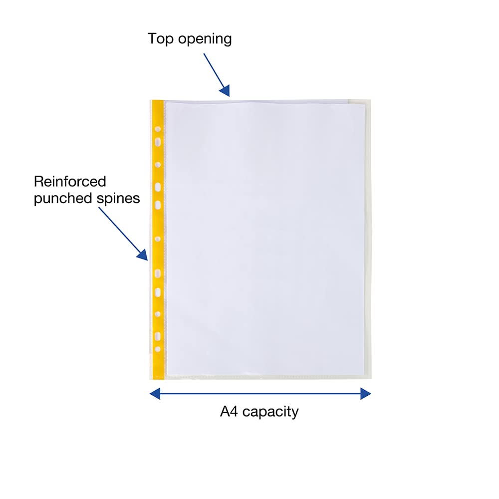 SUMMIT A4 Punched Poly Pockets - 100 Pack Multi-Colour | Universal Fit for Binders | Durable PP Protection 3