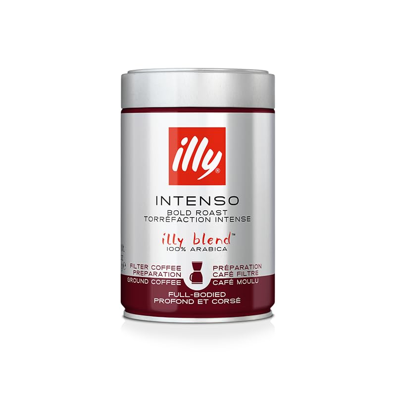 illy Intenso Ground Filter Coffee - Dark Roast, 100% Arabica, 3 x 250 g