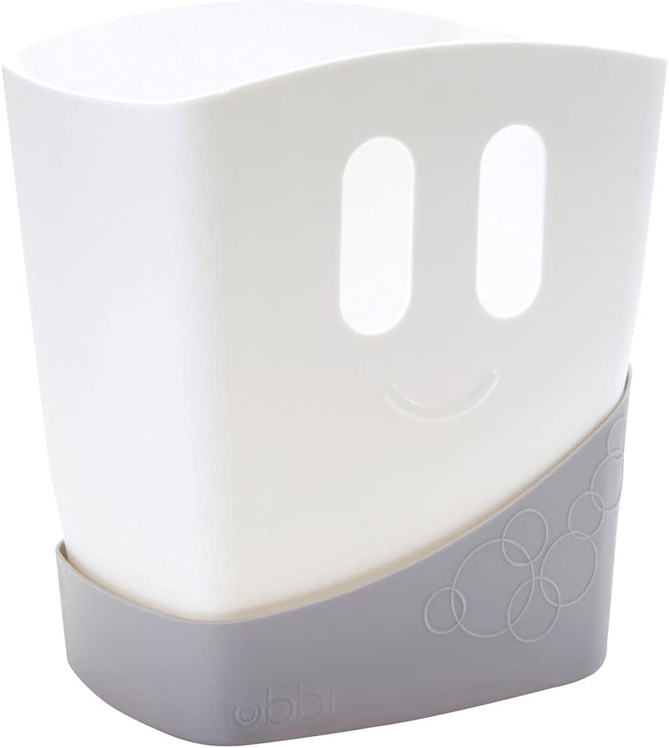 Ubbi Freestanding Bath Toy Organizer - Bath Caddy with Removable Drying Rack & Scoop, Grey 3
