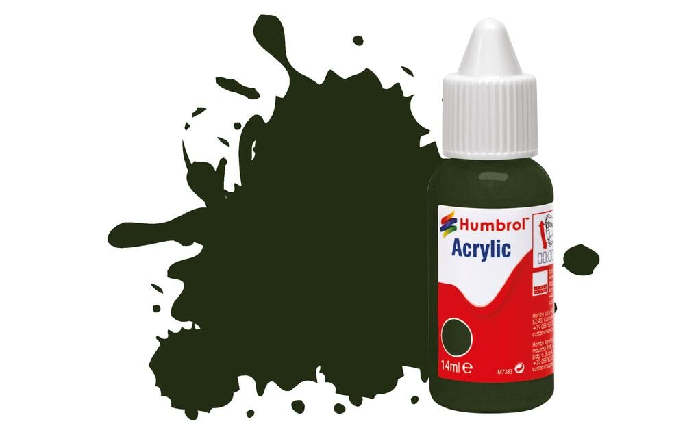 Humbrol Model Paint - No 163 Dark Green Satin Acrylic Paint | 14ml Dropper Bottle