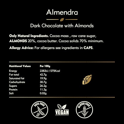 Willie's Cacao - Almendra 70% Dark Chocolate with Roasted Almonds Bar - 50g 6