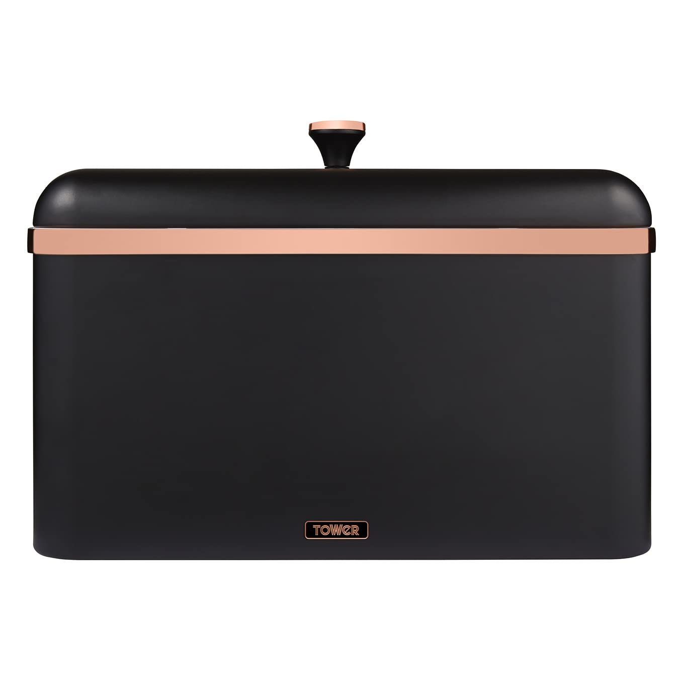 Tower Cavaletto Bread Bin - Large Capacity, Durable Carbon Steel, Removable Lid, Black
