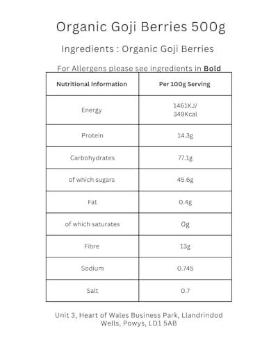 Minton & Donello Organic Goji Berries 500g - Natural Superfood High in Antioxidants & Vitamins 3