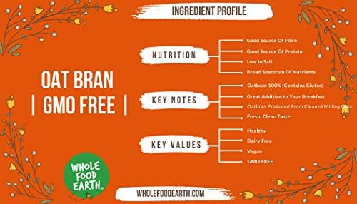 Wholefood Earth Organic Oat Bran Stabilised - 1kg Bag | High Fibre | Vegan Friendly 4