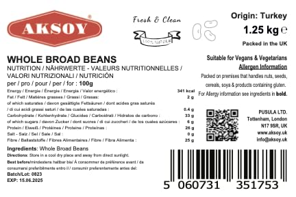 AKSOY Whole Broad Beans 1.25KG – Dried Legumes for Soups, Stews, Salads & Curries