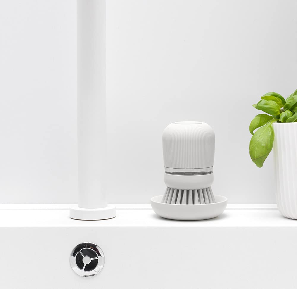 Brabantia Refillable Soap Dispensing Washing Up Brush - Secure Grip | Light Grey | 5 Year Guarantee 8