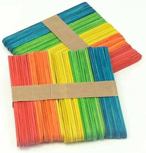Craftplay Assorted Colour Wooden Lollipop Sticks for Crafts | 11.5cm x 1cm | Pack of 100 or 1000