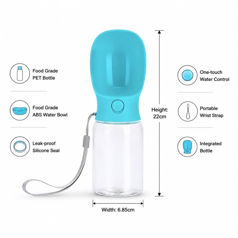 Muexoee Dog Water Bottle - 350ml Spring Green | Leak-Proof | Portable