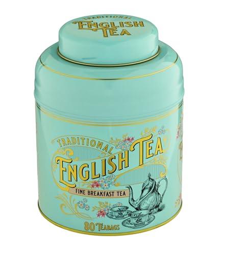New English Teas Vintage Victorian Mint-Green Tea Caddy with 80 English Breakfast Teabags 7
