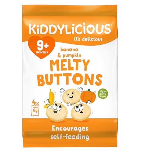 Kiddylicious Melty Buttons Banana & Pumpkin Flavour Rice Snacks for Babies 9+ Months 5