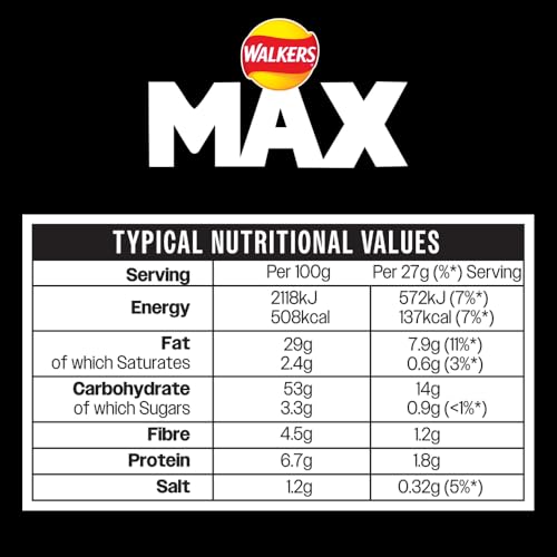 Walkers Max Punchy Paprika Flavour Crisps Multipack 6x27g 7