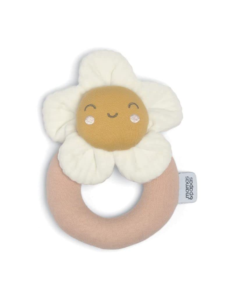 Mamas & Papas Grateful Garden Soft Grabber Rattle - Ring Shaped Teether for 0+ Months