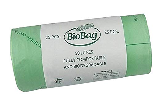 COMPOST BAG 50L Compostable Bin Liners - 25 Count, Green