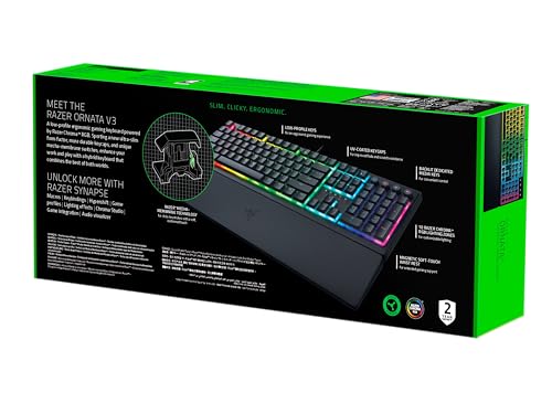 Razer Ornata V3 - Low Profile Gaming Keyboard with Mecha-Membrane Switches, RGB Chroma, Magnetic Wrist Rest, UK Layout | Black 16