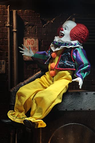 Pennywise 1990 Retro 8-Inch Clothed Action Figure - Tim Curry Edition, Collectible Horror Figure