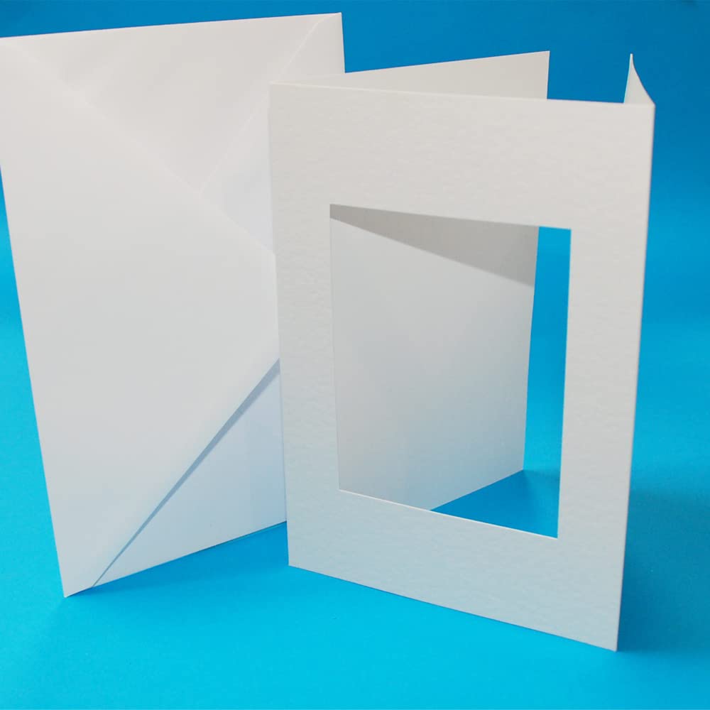 Craft UK A5 White 3 Fold Rectangle Aperture Cards & Envelopes | 10 Pack | Paper