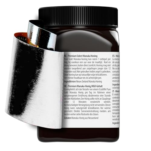 Pure Gold Manuka-Honig 525+ MGO-zertifiziert – 500 g roh und nicht pasteurisiert – aus Neuseeland, ethisch bezogen