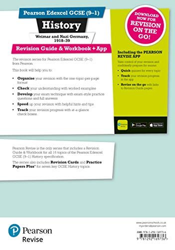 Pearson REVISE Edexcel GCSE (9-1) History Weimar and Nazi Germany, 1918-39 Revision Guide and Workbook + App - Pearson (Paperback, 2021 Edition)