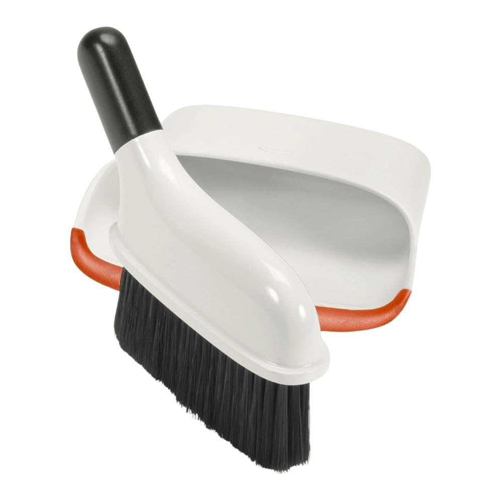OXO Good Grips Compact Dustpan & Brush Set - Slim Storage | Soft Rubber Lip | Red 1