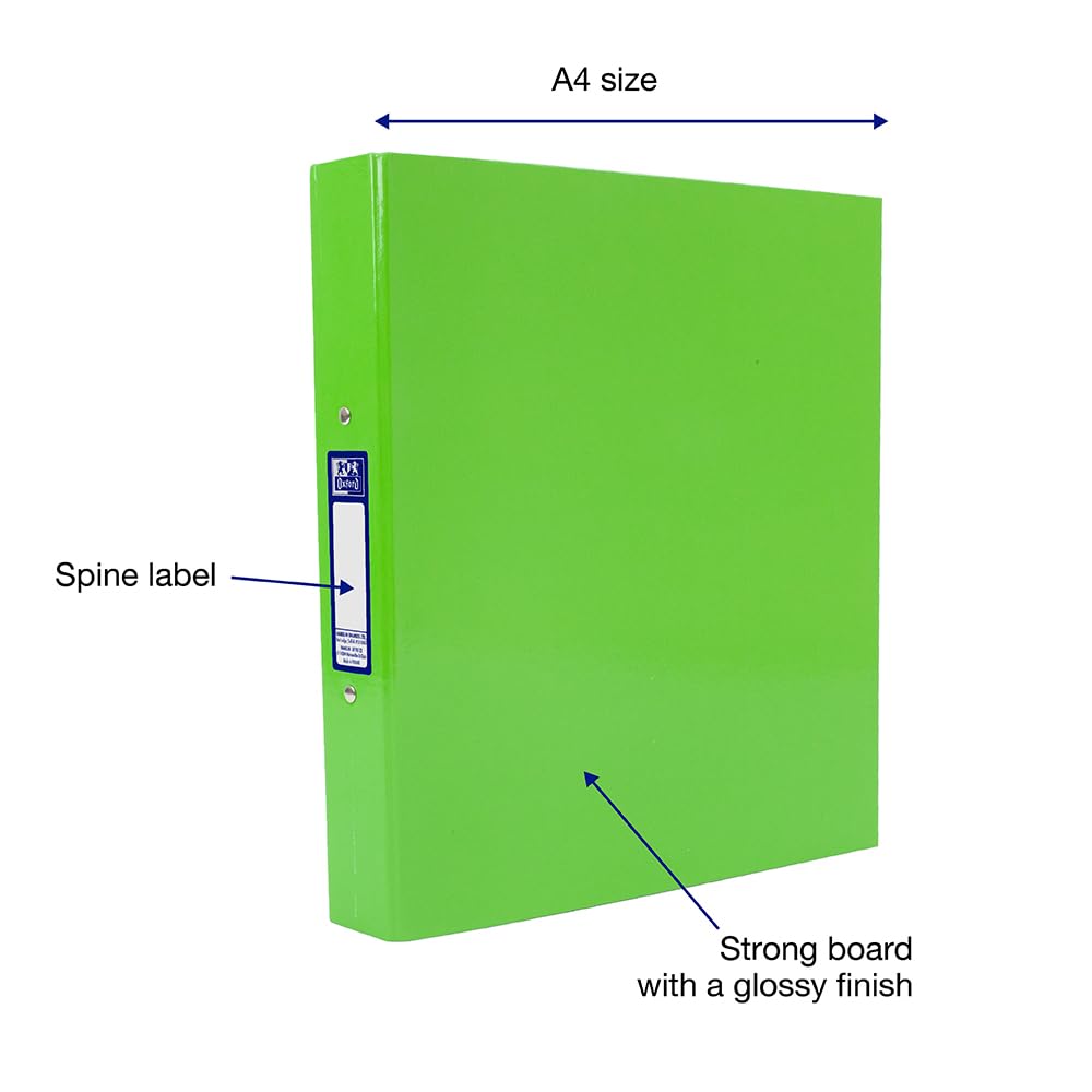 Oxford Premium A4 Ring Binder, Light Green Single Folder, 25mm Capacity, La