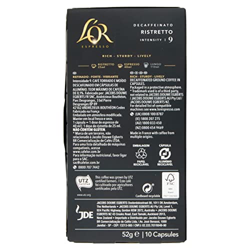 L'OR Espresso Ristretto Decaf Coffee Pods (Pack of 100 Capsules, Intensity 9) 8