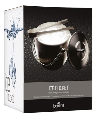 BarCraft – Eiskübel aus Edelstahl mit Deckel und Zange – Stilvoller Eisbehälter für Cocktails und Getränke