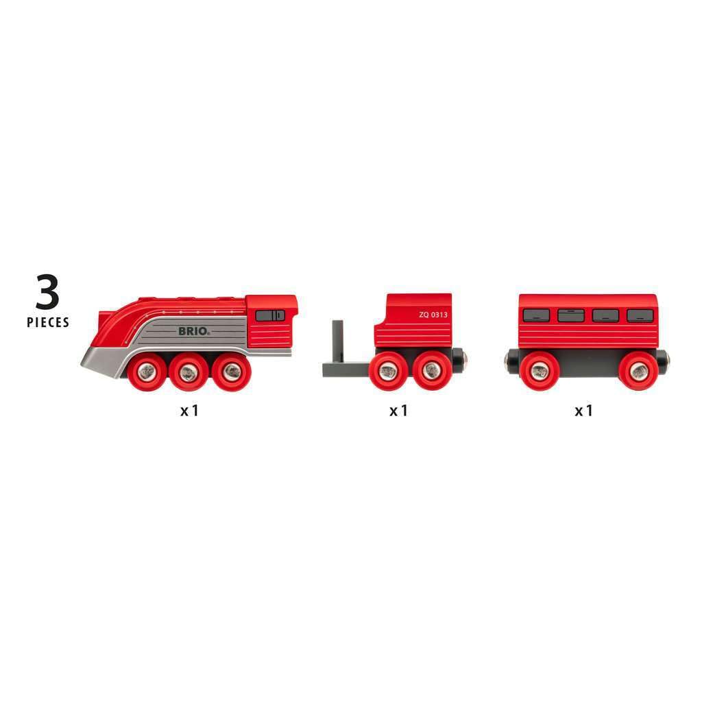BRIO Streamline Train Set with Tender and Carriage | Retro-Futuristic Design | Ages 3+ | Wood 5