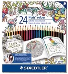 STAEDTLER 185 C24JB Noris Coloured Pencil with Adult Colouring Design, Assorted Colours, Pack of 24 1