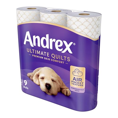 Andrex Ultimate Quilts Toilet Paper 9 Rolls - Air Pocket Technology for Soft, Comfortable Clean