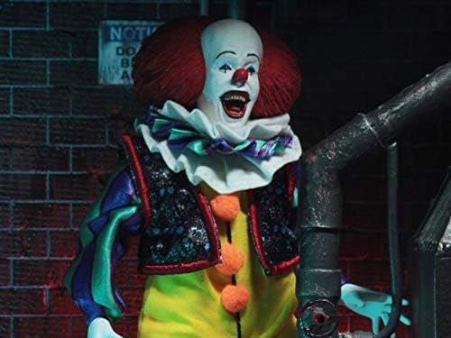 Pennywise 1990 Retro 8-Inch Clothed Action Figure - Tim Curry Edition, Collectible Horror Figure