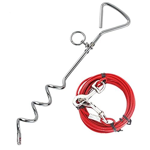Taylor & Brown Heavy Duty Dog Tie Out Cable with Spiral Ground Stake | 3 Meters | Blue/Red 2