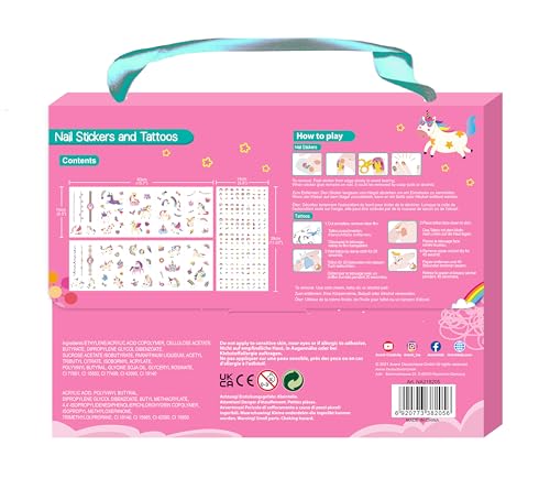Avenir Unicorn Nail Stickers and Temporary Tattoos Creative Set (260+ Stickers)