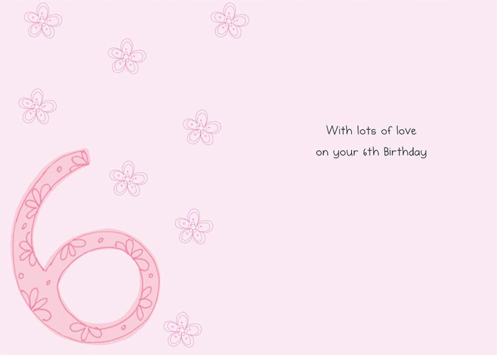 Piccadilly Greetings Age 6 F Birthday Card | Ballerina Design | 7 x 5 Inches | Pink