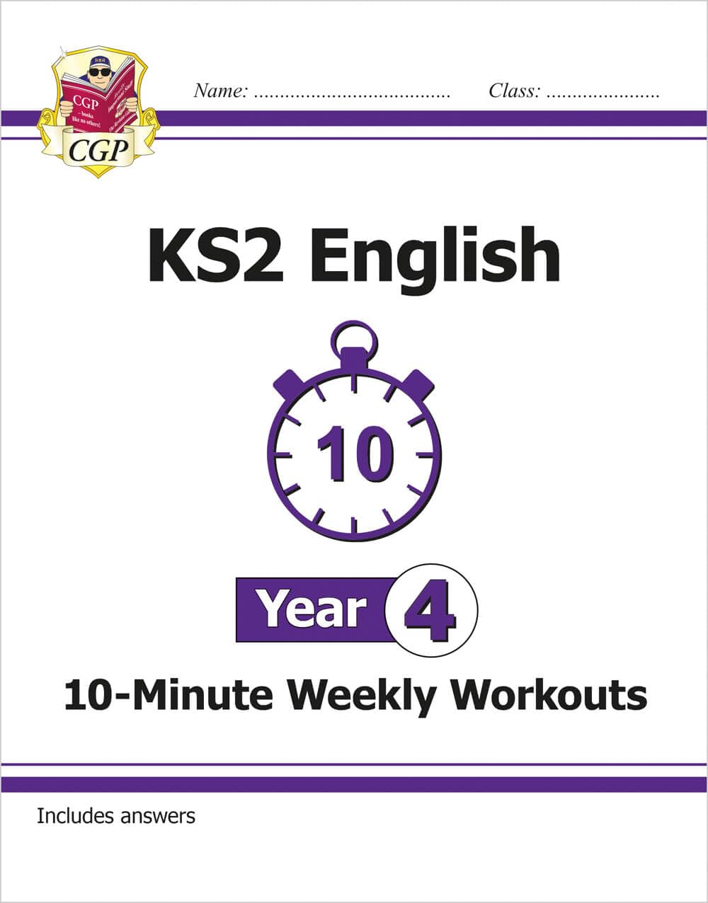CGP Books KS2 English 10-Minute Weekly Workouts - Year 4 Study Aid | Ages 8-9 | 88 Pages