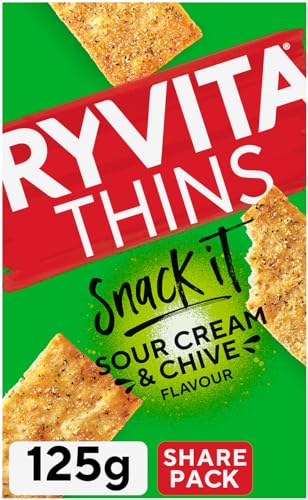 Ryvita Thins Snack It Sour Cream and Chive Flavour 125g Pack of 6 6