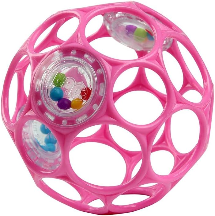 Bright Starts Oball Rattle Easy-Grasp Toy - Pink, Newborn+ 1