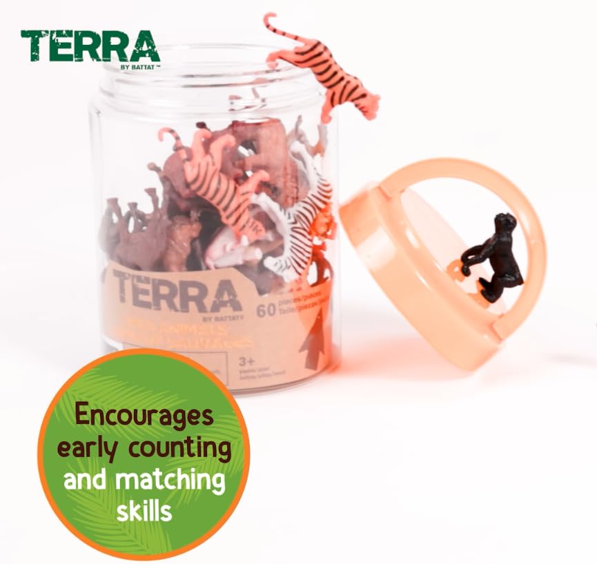 Terra by Battat - 60 Piece Wild Creatures Tube Miniature Animal Figurines | Ages 3+ 5