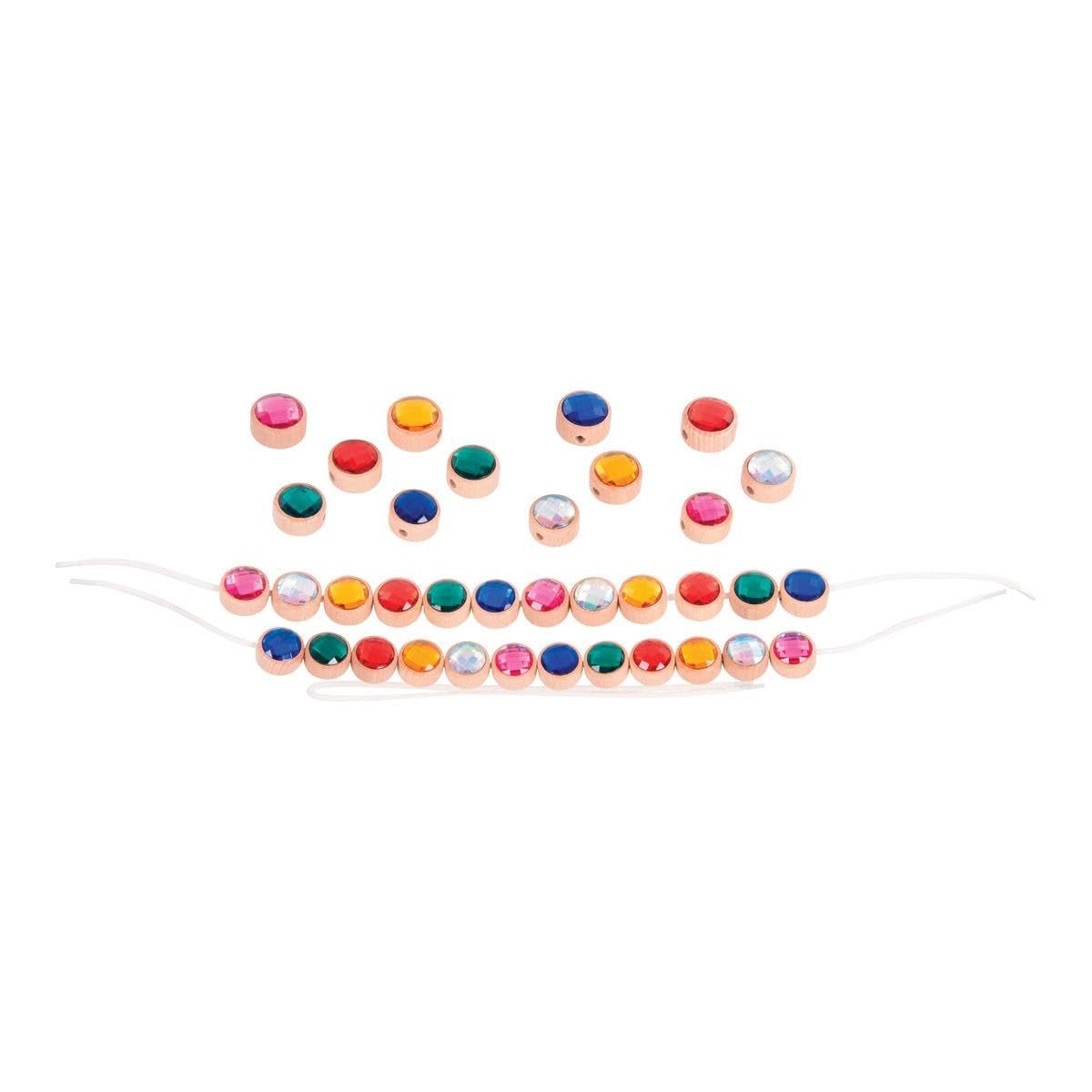 tickit Wooden Lacing Jewels - Brightly Coloured Faceted Gems for Threading & Sensory Play