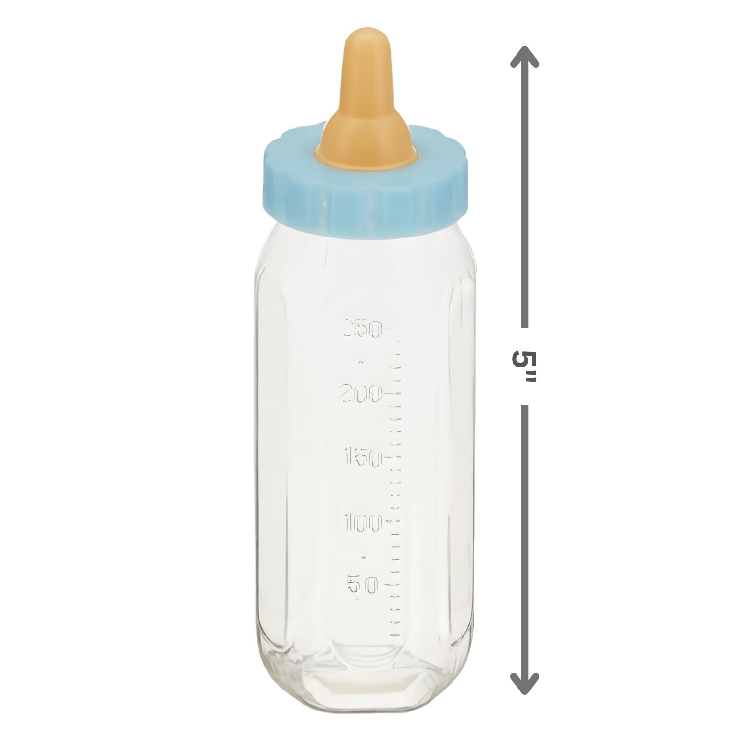 Unique Fillable Blue Baby Bottles - 2 Pack, 12cm Keepsakes for Baby Showers | Plastic 2