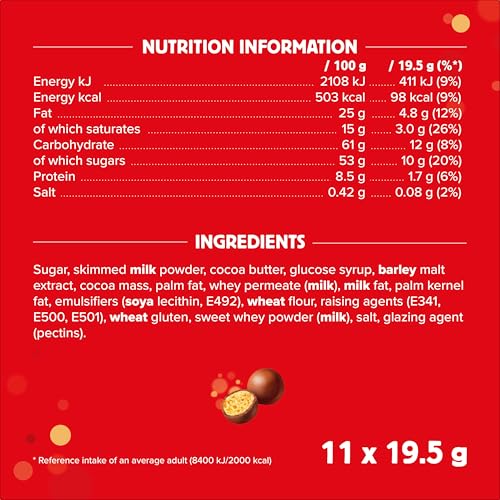Maltesers Fun Size Milk Chocolate Multipack - 11 x 19.5g 8