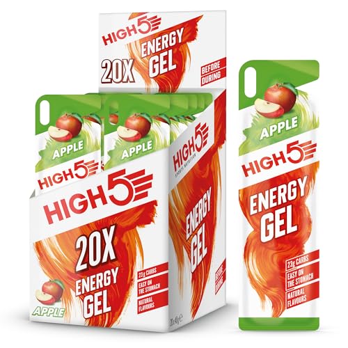 HIGH5 Energy Gels - Apple Flavour Quick Release Carbohydrate Gels for Endurance Sports