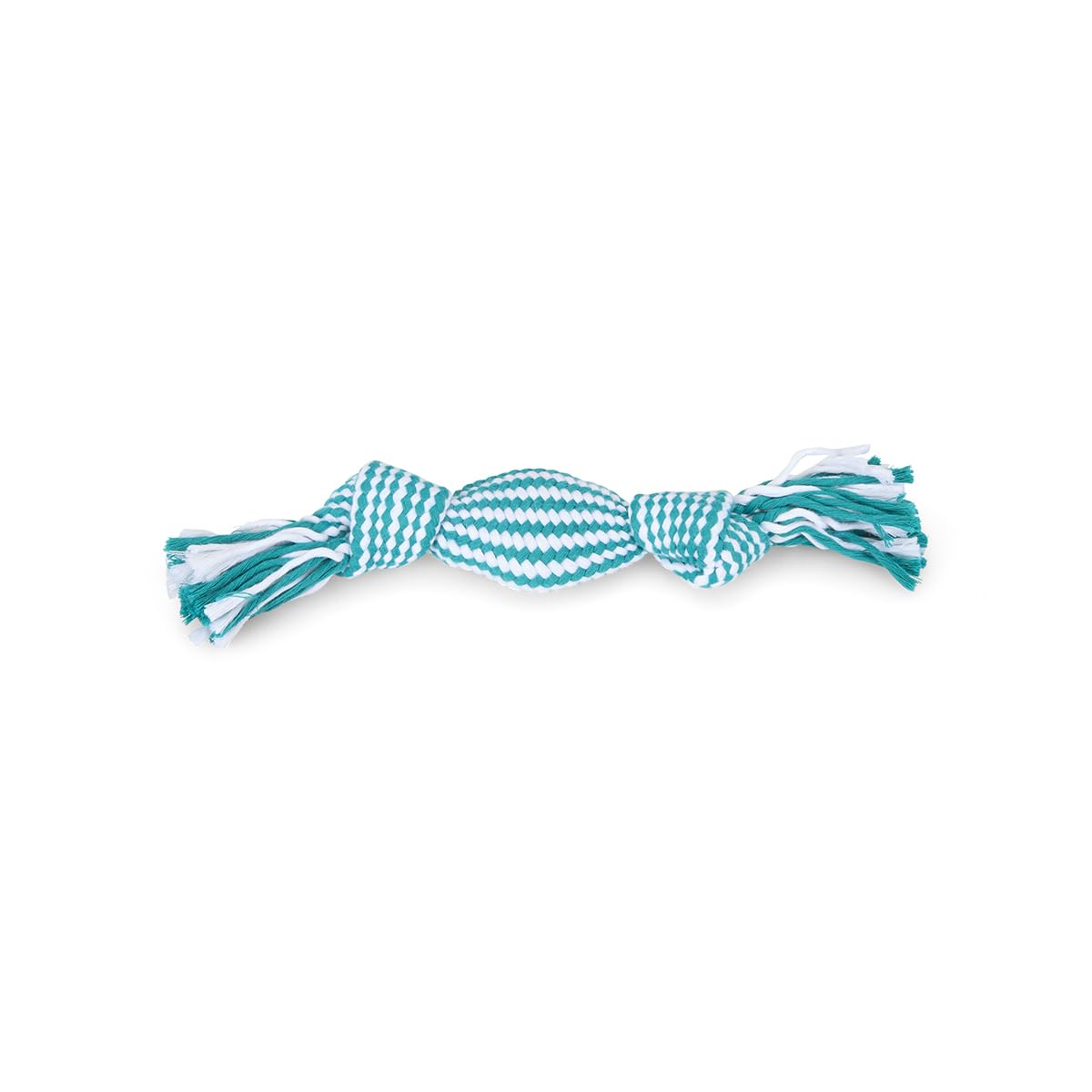 Petface Squeaky Rope Cracker Dog Toy with Built-In Squeaker for Puppies & Small Dogs | Polyester | Turquoise/White 2