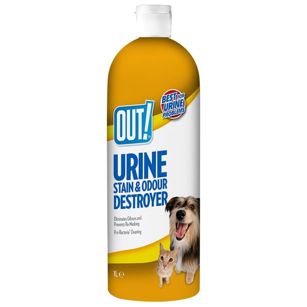 OUT! Urine Stain & Odour Destroyer - Enzymatic Pro-Bacteria Cleaner | 1 L | Vanilla Scent
