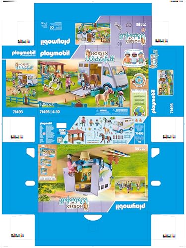 Playmobil 71493 Horses of Waterfall: Mobile Riding School with Transporter - Educational Playset for Ages 4+ 8