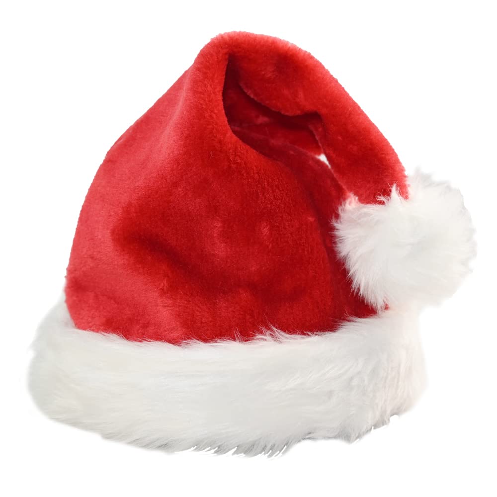 RAM ONLINE Deluxe Plush Christmas Santa Hat - Unisex Adult, Red