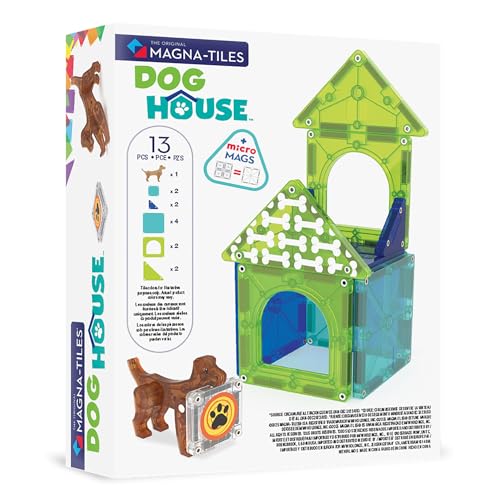 Magna-Tiles Dog House 13-Piece Magnetic Construction Set | Ages 3+ | ABS Plastic