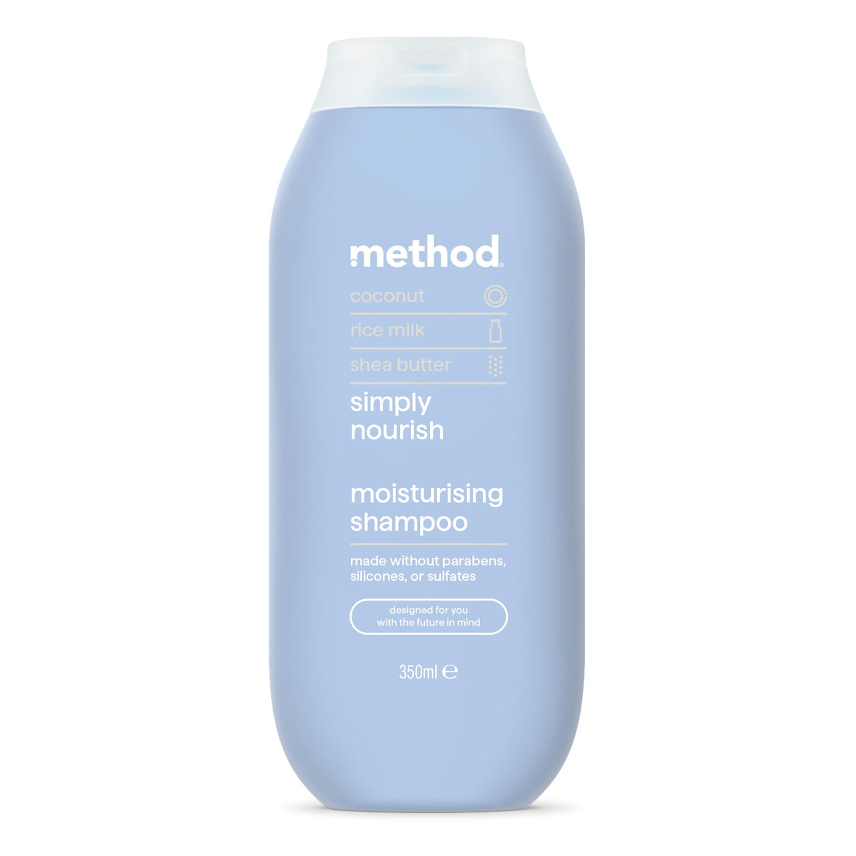 Method Moisturising Shampoo - Coconut, Rice Milk & Shea Butter Scent, Sulphate-Free, 350ml