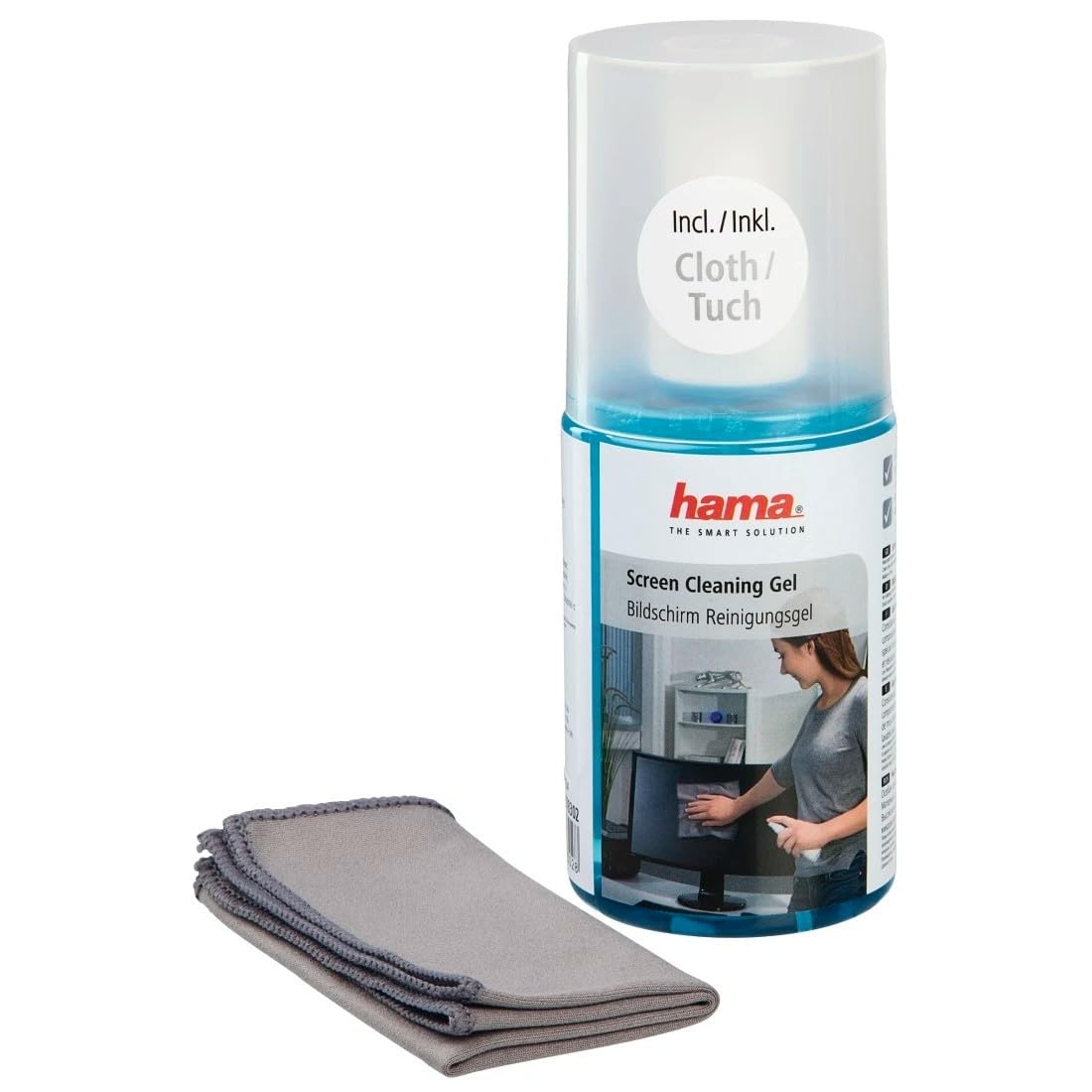 Hama LCD/TFT Screen Cleaning Gel - 200 ml | Anti-Static | Includes Washable Microfibre Cloth