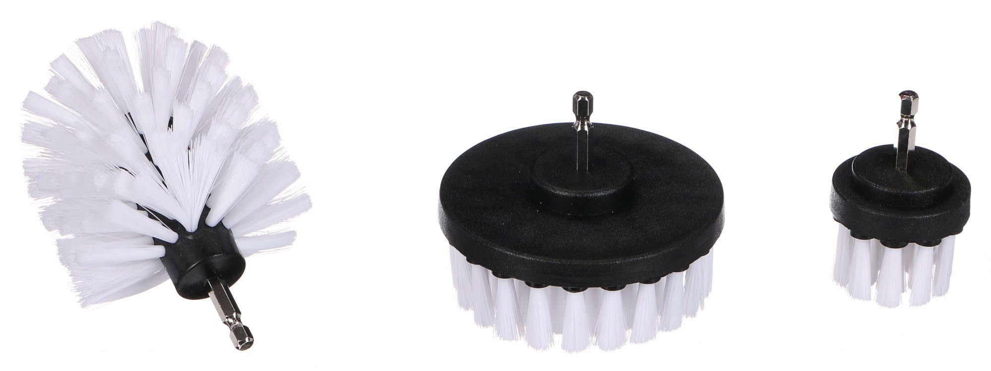 SIXTOL Drill Brush Set - 3 Soft White Nylon Heads for Car Detailing & Household Cleaning | Compatible with Drills 1